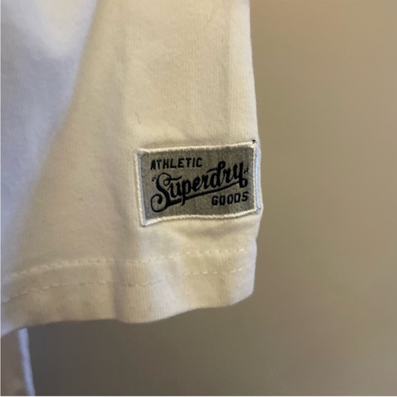 SuperDry White & Orange Graphic Long Sleeve Crewneck Cotton Tee - Size Medium - Picture 16 of 16